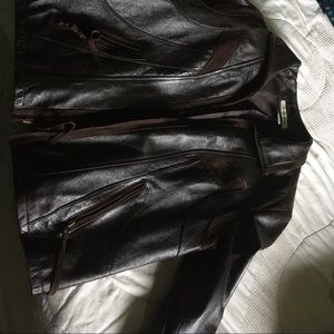 Brown leather jacket size L